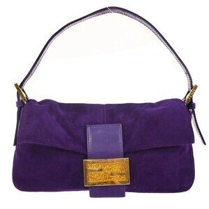 Fendi Purple Suede Baguette Handbag